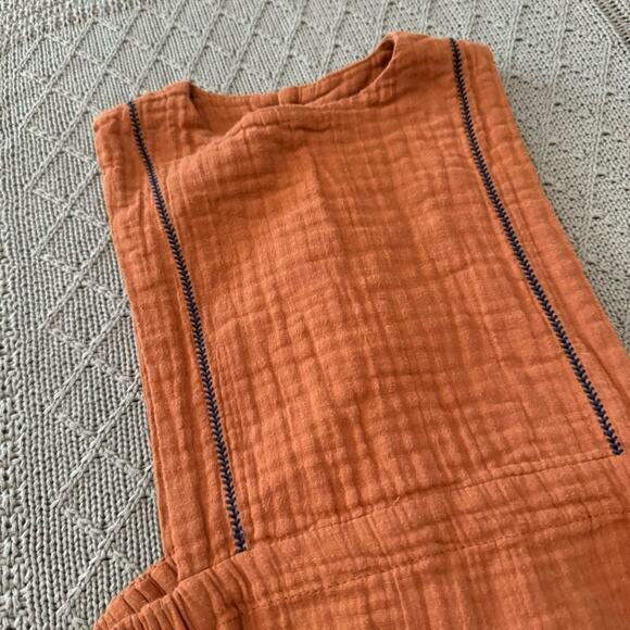 Gauze Material Rust Orange Bubble Romper ~ 4 - Picture 3 of 9